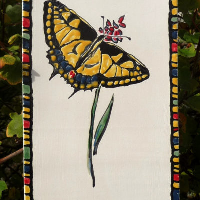 Papillon Machaon (tableau céramique, 14x38 cm, 120€)